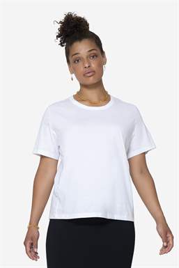 Hvit t-skjorte i 100 % økologisk bomull med ammefunaskjon - Sett forfra