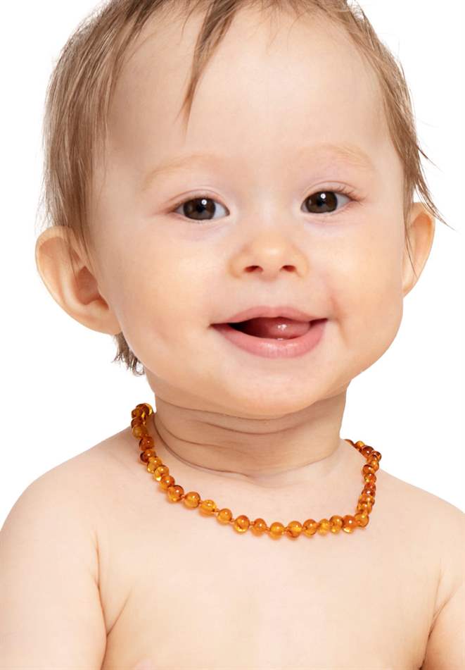 Ravhalskjedet for babyer - 100 % naturlige materialer - Halskjedet med en lukket sikkerhetslås 