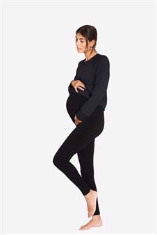 Svarte mamma leggings til gravide i bambus (økologisk dyrket) - Barsel, Helfigur