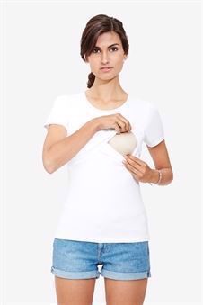 Hvit ammebluse i klassisk design med korte ermer