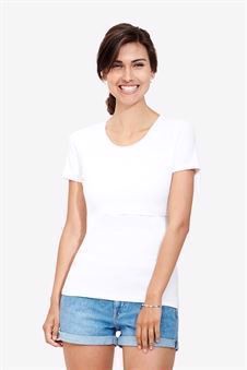 Hvit ammebluse i klassisk design med korte ermer - Sett forfra